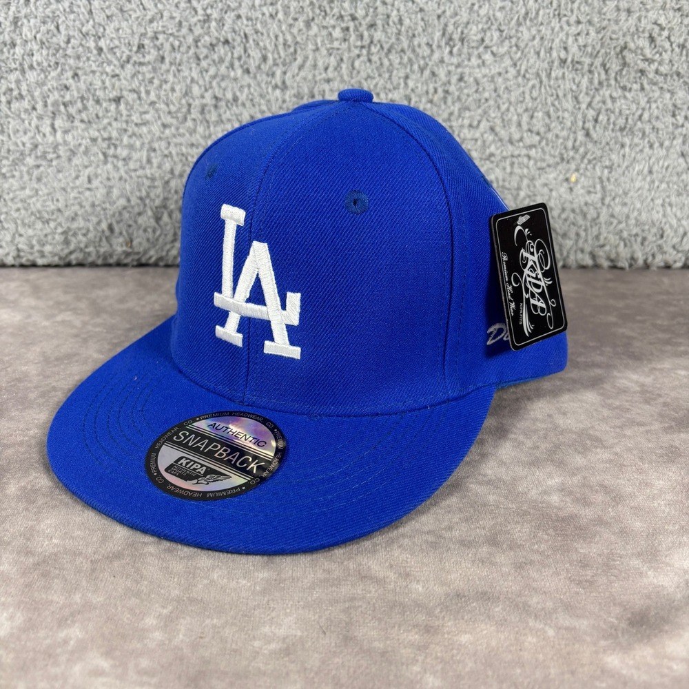 KIPA Hat Men OS Royal Blue LA Logo Snapback Flat Brim Premium Headwear New